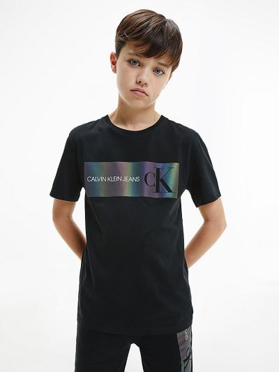 Calvin Klein Ruhák HU606842 | Calvin Klein Organic Cotton Logo Fiu Póló Fekete